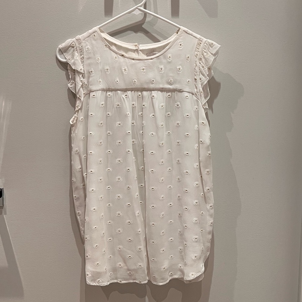 White Eyelet Flutter Sleeve Tunic Top